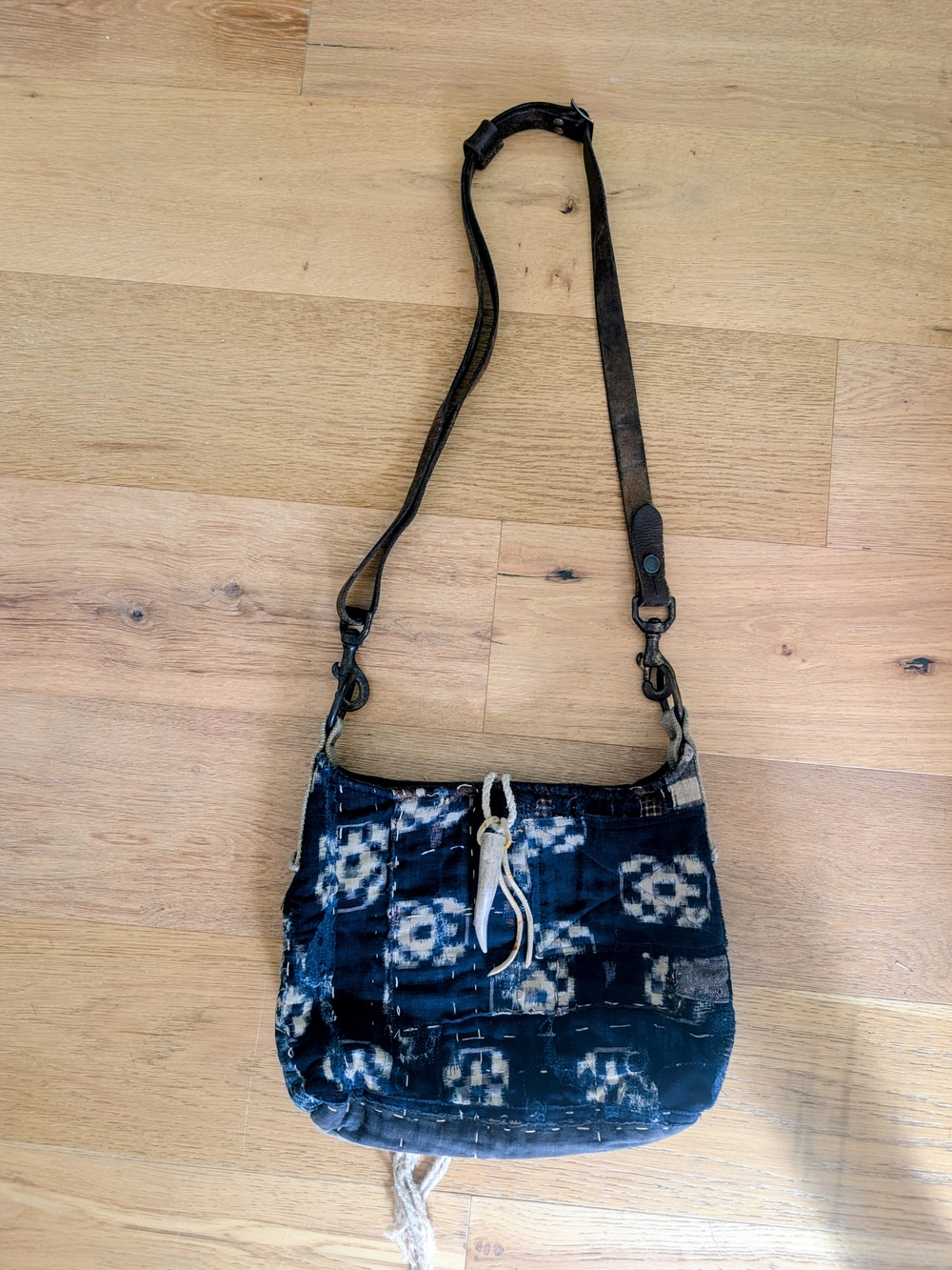 Handwoven Indigo Pattern Crossbody Bag by